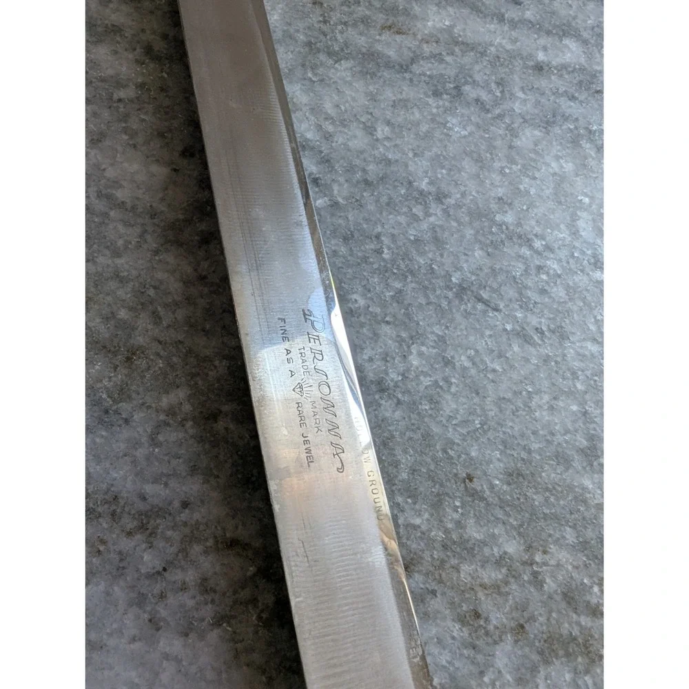 Vintage Hollow Ground PERSONNA Carving Knife W/ Inlaid‎ Wood Handle 12